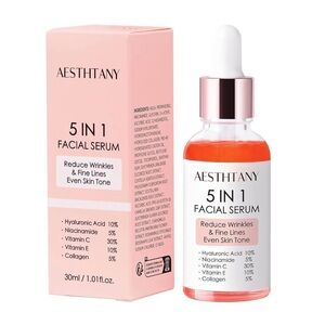5 in 1 Facial Serum - 1.01 fl oz exp 2027 reduces wrinkles & fine lines evens sk